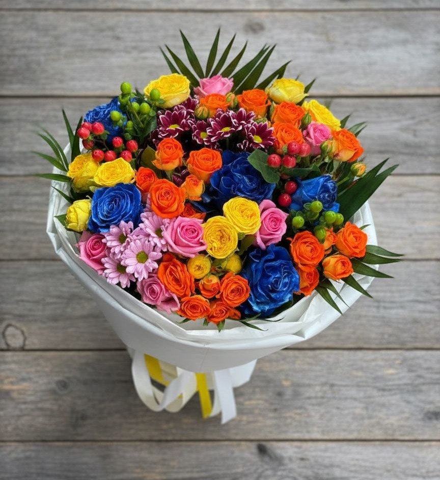 Букет цветов из: Розы и Хризантемы в Михайловске Свердловской области