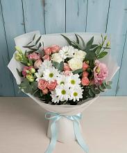 Букет цветов из:  Розы, Лизиантусы и Хризантемы в Михайловске Свердловской области
