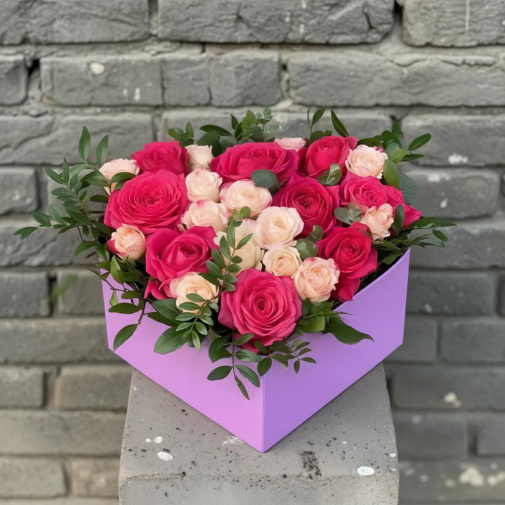Цветочная композиция из Розы в коробке в Михайловске Свердловской области
