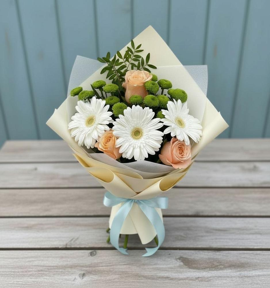 Букет цветов из: Герберы, Розы и Хризантемы в Михайловске Свердловской области