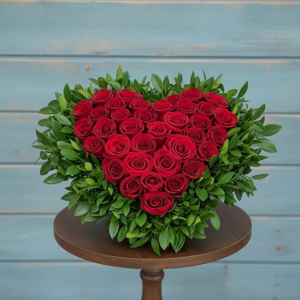 Цветочная композиция из Розы в виде сердца в Михайловске Свердловской области