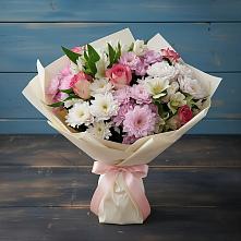 Букет цветов из:  Хризантемы, Альстромерии и Розы в Михайловске Свердловской области