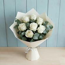 Букет Белые розы в Эвкалипте #REPLACE_PRED# Михайловске Свердловской области